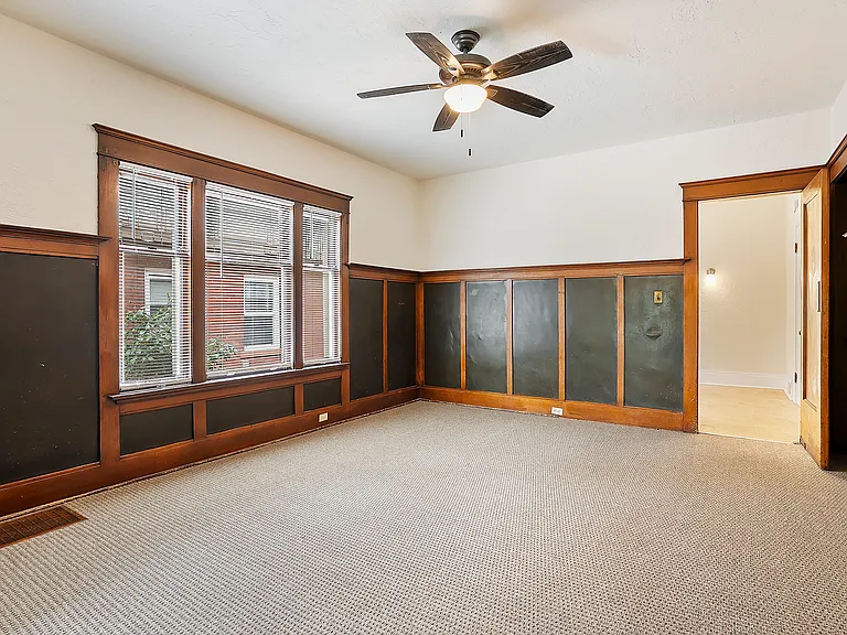 New Carpeting, and Original Woodwork, Plate Rails, Leather Wainscot.