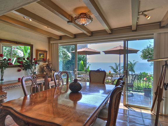 Dining room with ocean view balcony