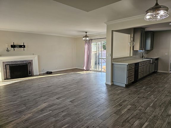 Freshly painted interior over porcelain tile floors.