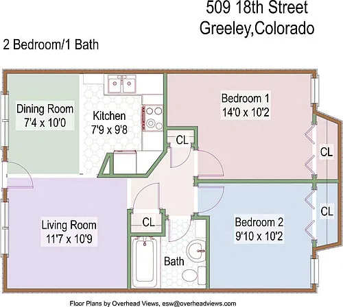 Floor plan 2 Bed 1 Bath