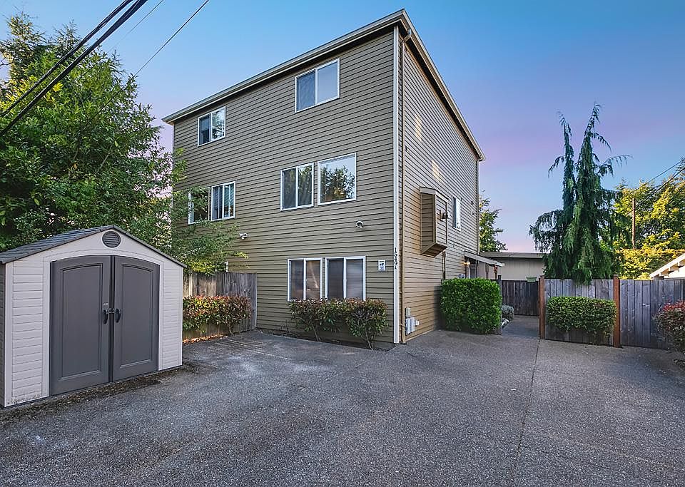 Large dedicated parking area large enough for 3 vehicles and storage shed.