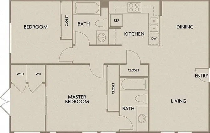 Floor plan Waterfront Two Bedroom