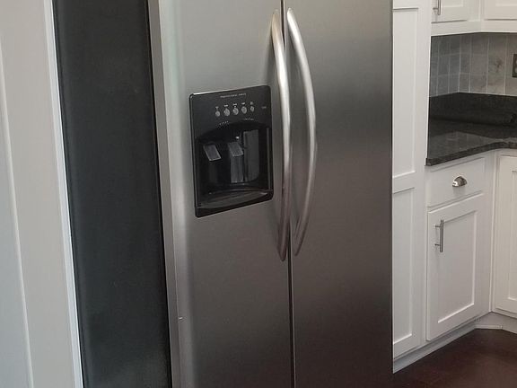 Kitchen has all stainless steel appliances