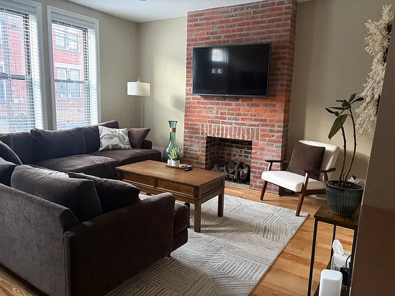 Living room with gas logs