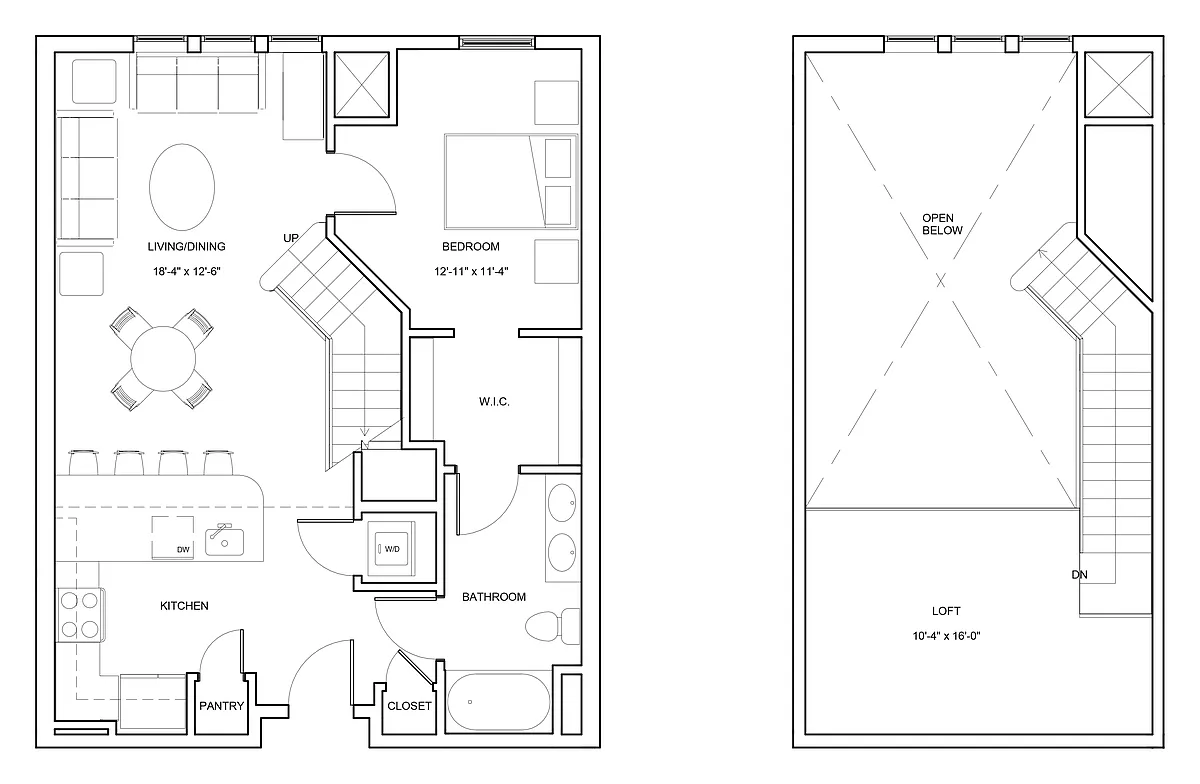 Floor plan 1 Bed/1 Bath Loft-A3-L-Patapsco