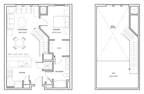 Floor plan 1 Bed/1 Bath Loft-A3-L-Patapsco