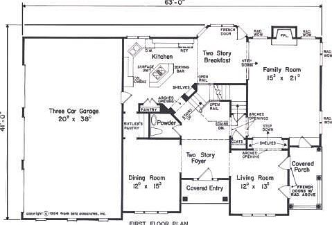 First Floor Plan (1418 sq.ft.) , with only 2 of 3 car garage space depicted