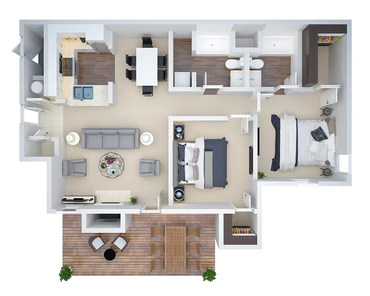 Floor plan 2 Bed/2 Bath (cwb1)