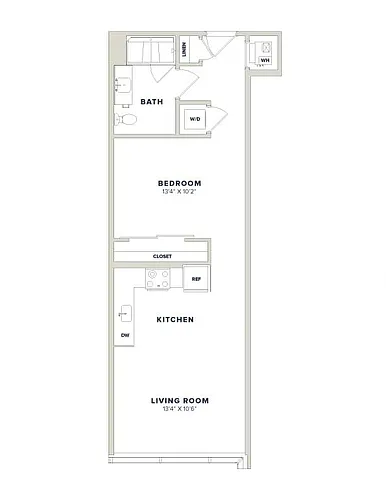 Floor plan 1 Bed-1 Bath JR-1D Luminary