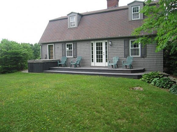 Back deck with hot tub
