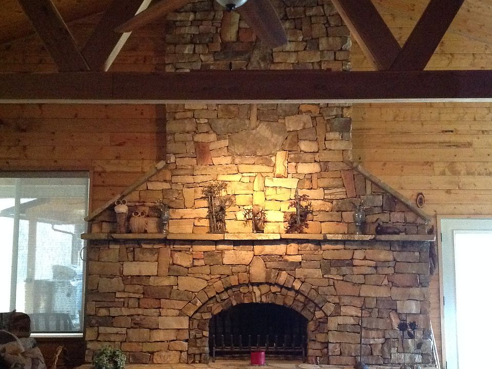 Cabin woodburning  fireplace