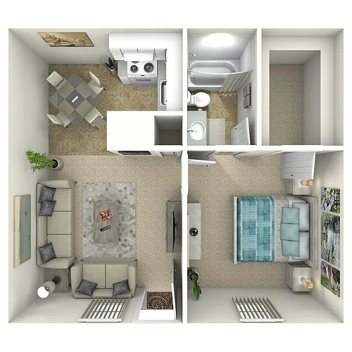 Floor plan 1 Bed 1 Bath Down
