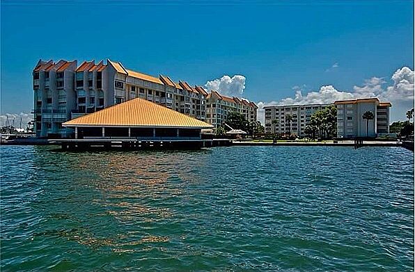 Directly on water.