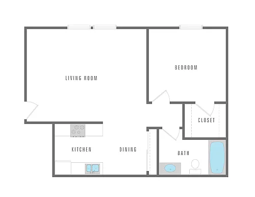 Floor plan 1 Bedroom 1 Bath