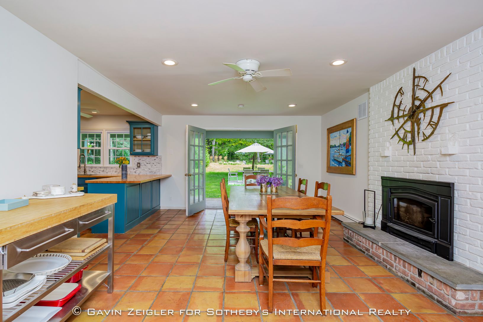 Dining Area with Fireplace