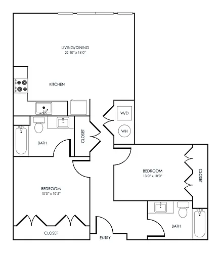 Floor plan 2 Bedroom 22F