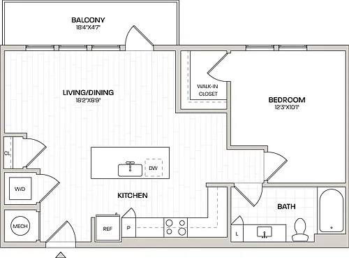 Floor plan 1 Bed/1 Bath-A5