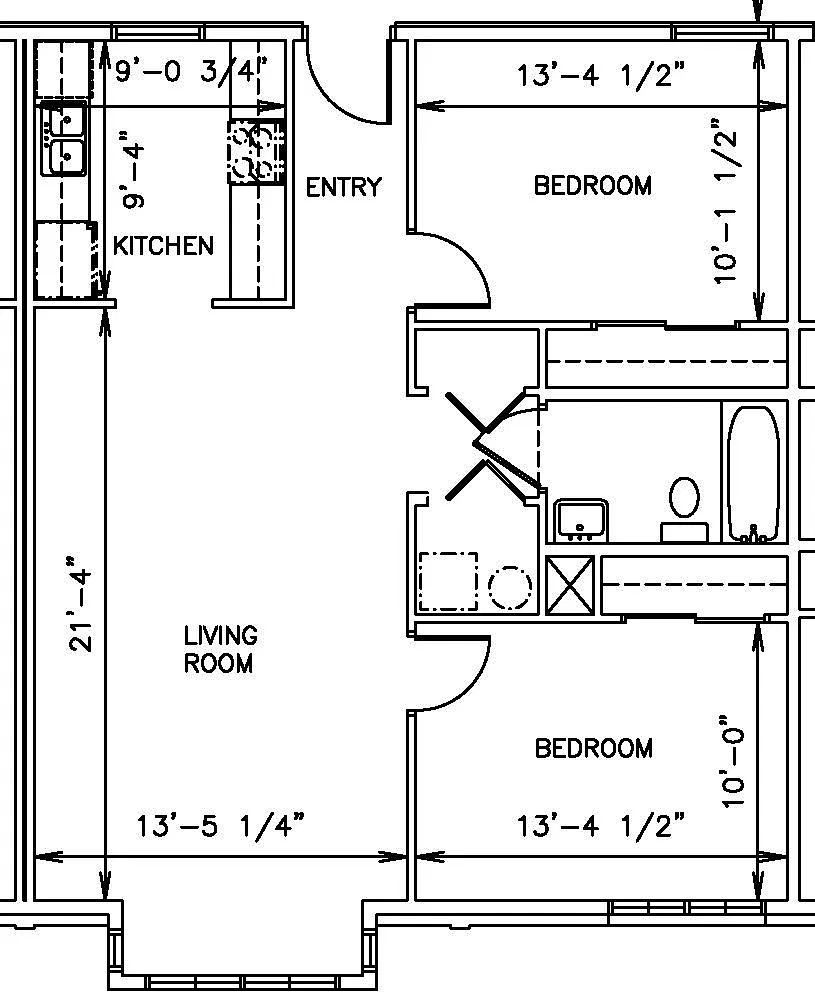 Floor plan 2 Bedrooms 1 Bathroom