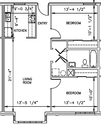 Floor plan 2 Bedrooms 1 Bathroom