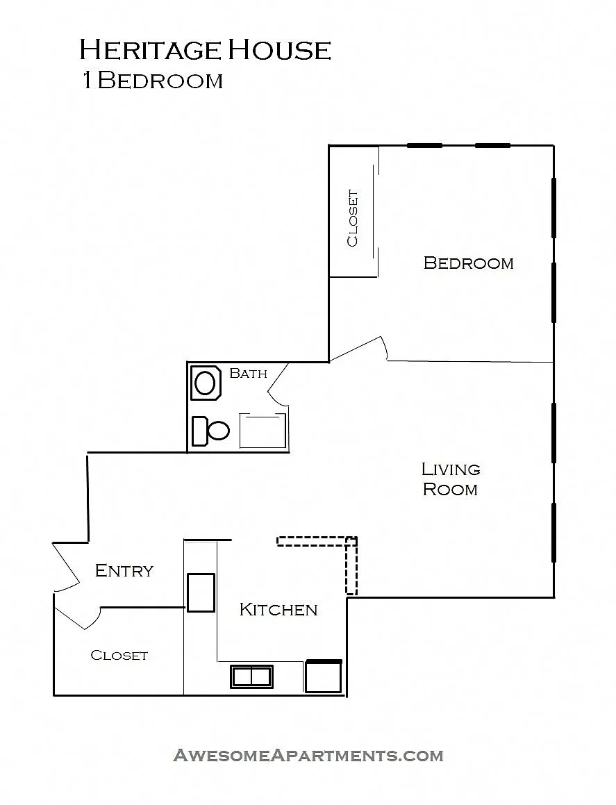 Floor plan 1 Bedroom 1 Bath
