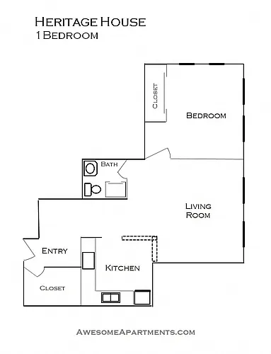 Floor plan 1 Bedroom 1 Bath