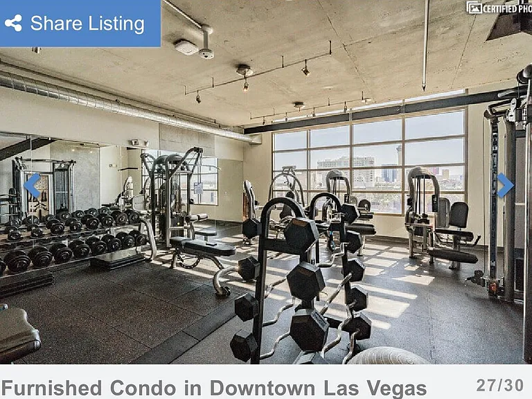 Gym on the 8th and 9th floor with Las Vegas strip views.