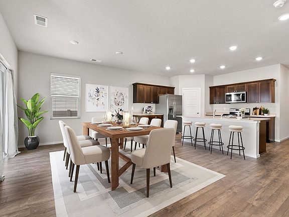 Large open dining and kitchen