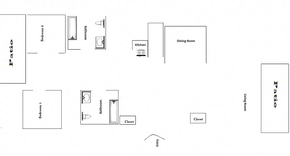 Floor plan 2 Bedroom + 2 Bathroom
