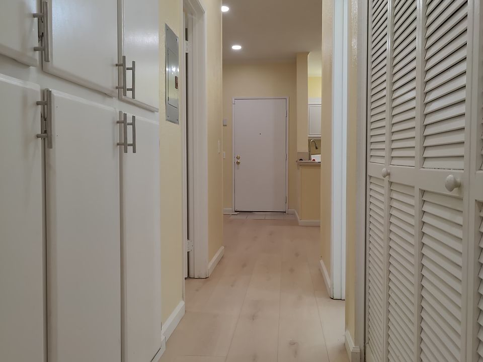 Hallway - brand new carpet throughout the apartment, new painting, and Wifi enabled smart lighting