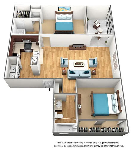 Floor plan B1 - 2 Bedroom 2 Bath
