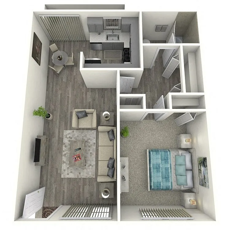 Floor plan 1 bedroom 1 bath classic