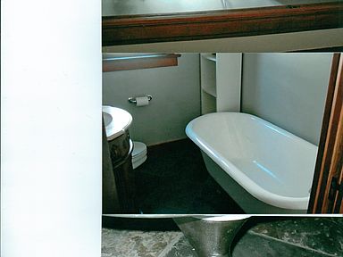 Bath slate floor & claw tub