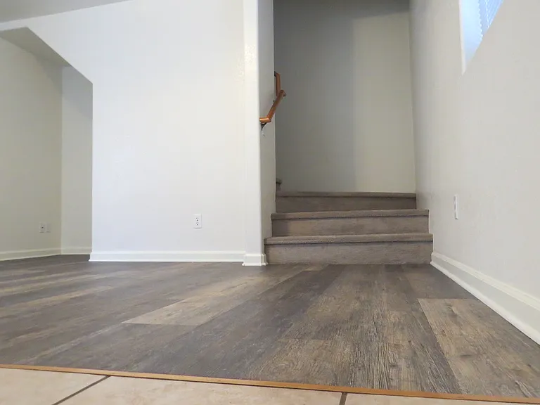 Upstairs to the bedrooms and bathroom