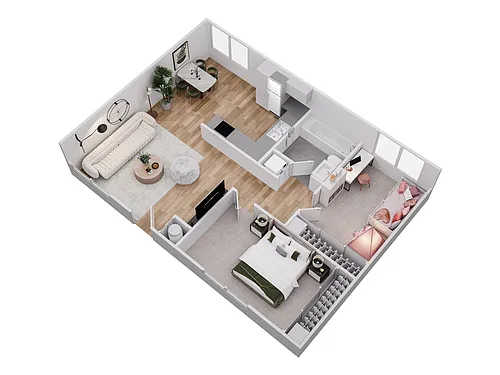 Floor plan 2 BEDROOM 682 SQUARE FEET