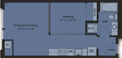 Floor plan One Bedroom A4