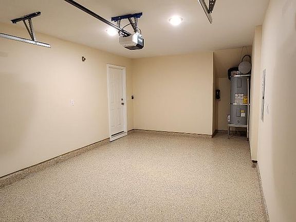 Finished garage with epoxy flooring