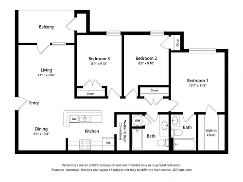 Floor plan Three Bedroom