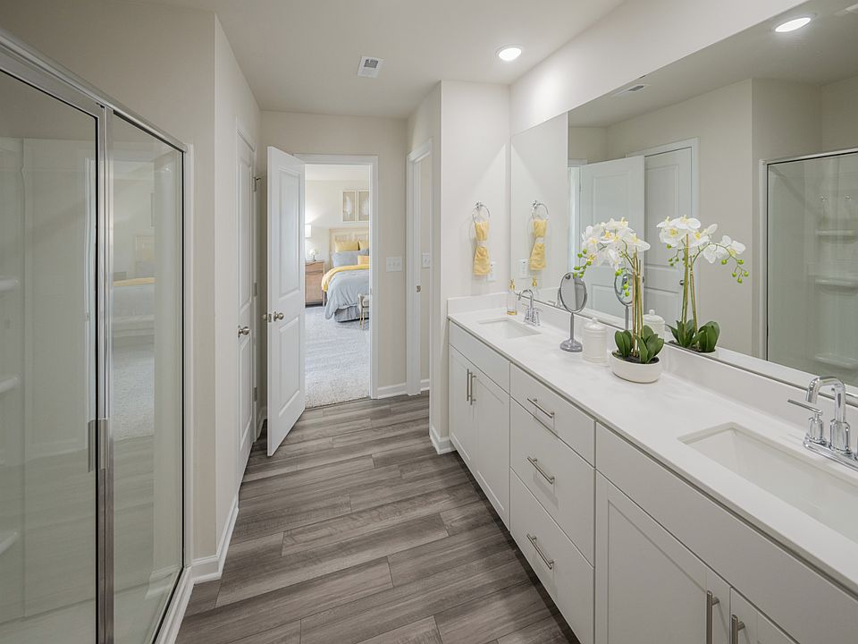 Primary bathroom in the Taylorsville floorplan at a Meritage Homes community in Wendell, NC.