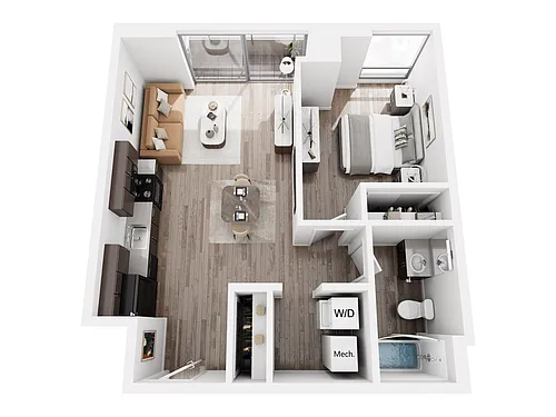 Floor plan 1 Bed 1 Bath (642 sq ft)