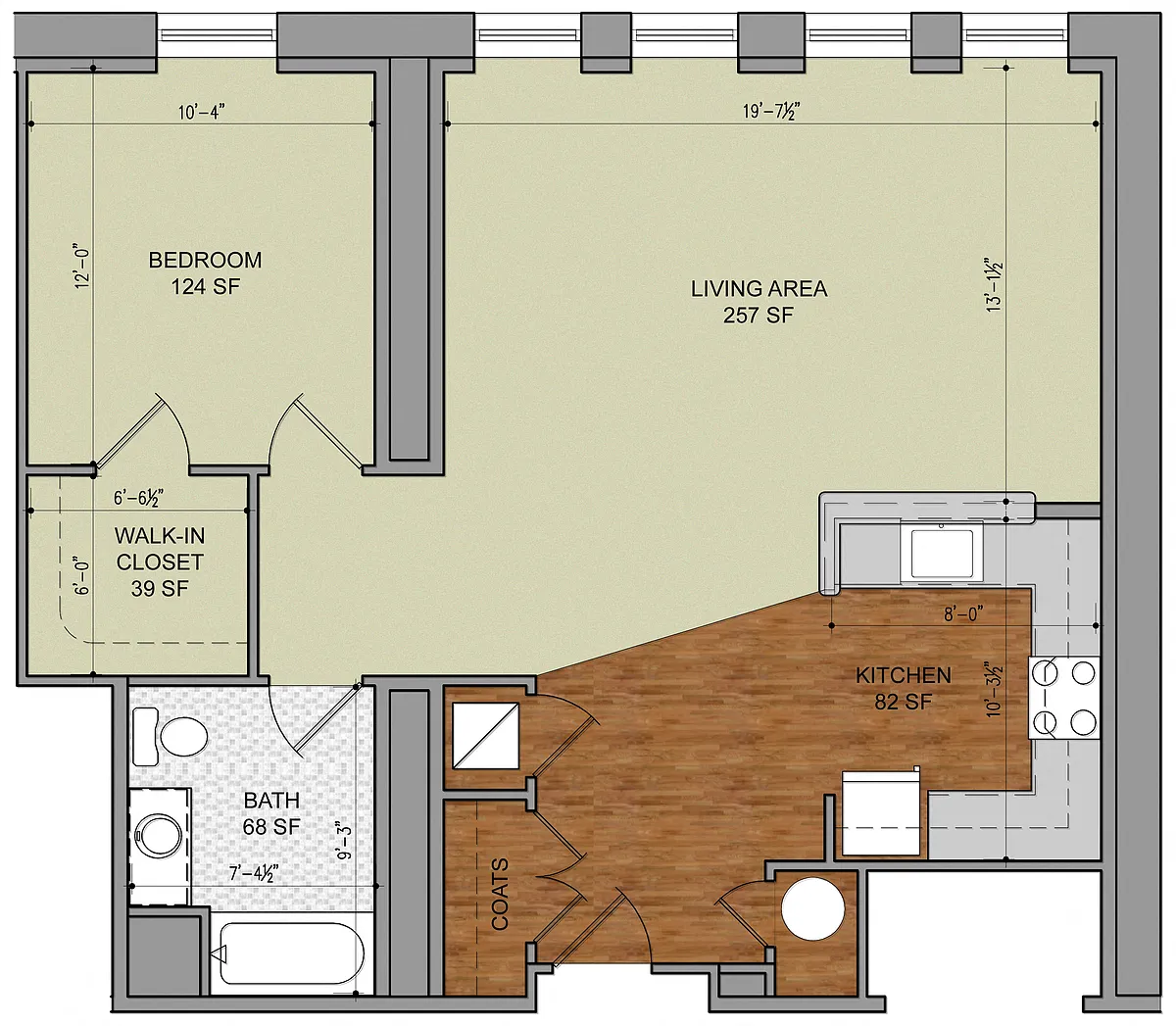 Floor plan One Bed One Bath Large