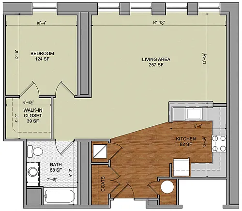 Floor plan One Bed One Bath Large