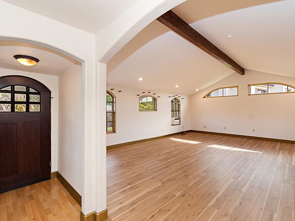 Vaulted ceiling and beam.