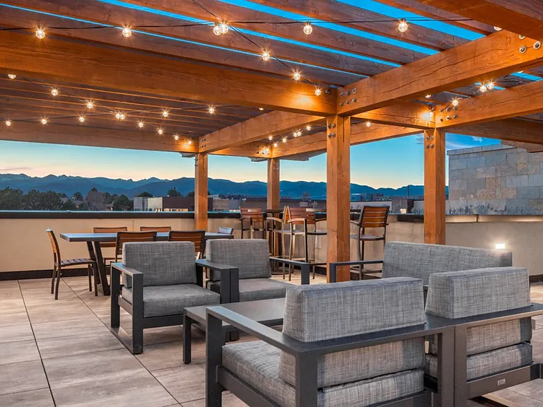 Enjoy amazing views of the Flatirons from the rooftop terrace