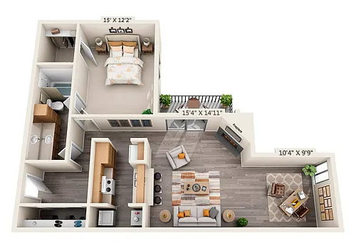 Floor plan 1 Bedroom, 1 Bath C