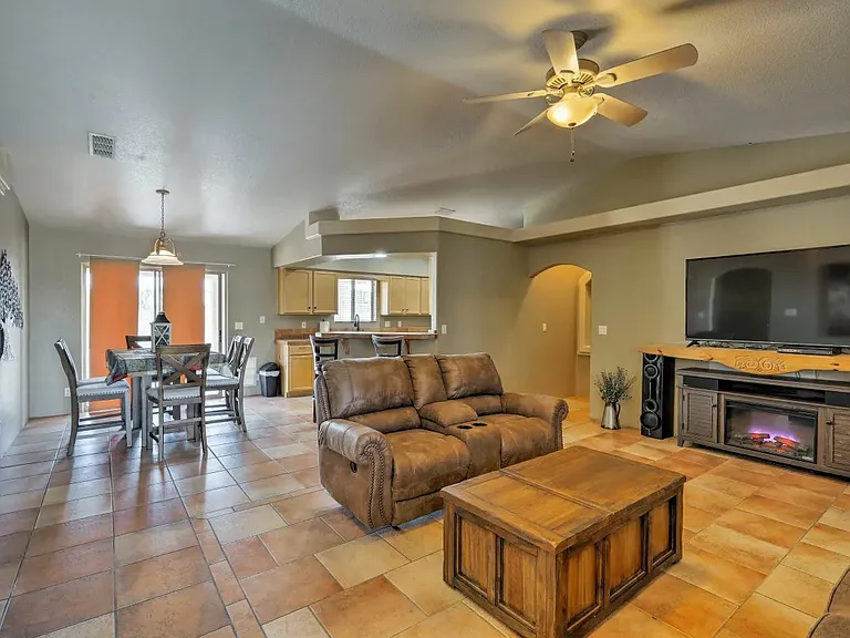 Another view of living room and dining area.