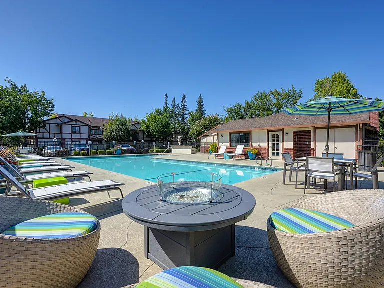 Pool Area with Firepit