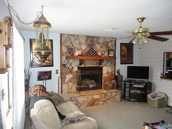 Living Room with Stone Fireplace