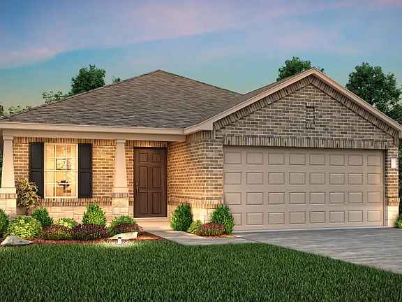 The Hewitt, a one-story home with 2-car garage, shown with Home Exterior R