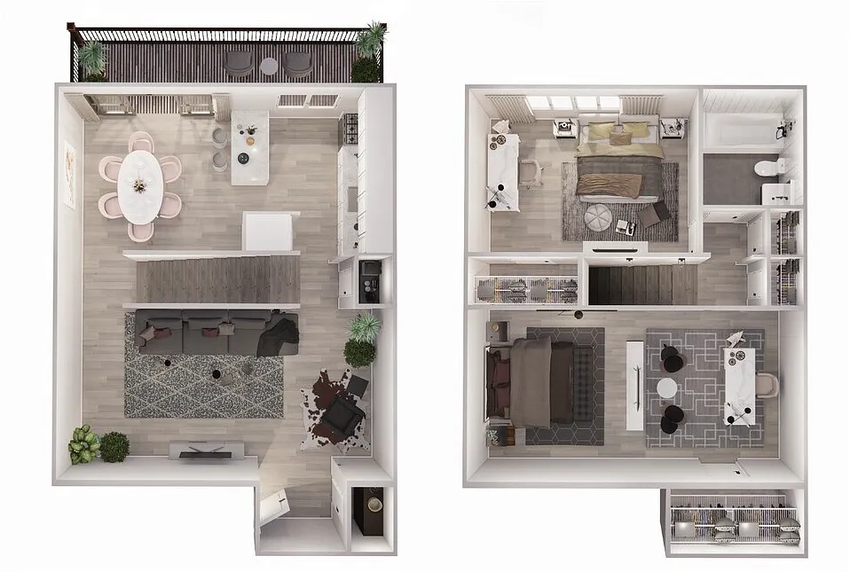 Floor plan 2 bedroom Townhome