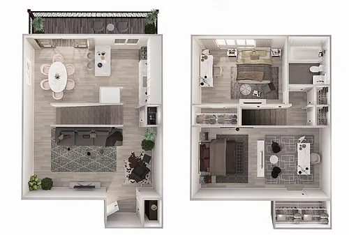 Floor plan 2 bedroom Townhome